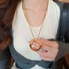 Circle Pendant Long Chain Necklace Y2K Sweater Chain Retro Amber Splicing Necklace  Party