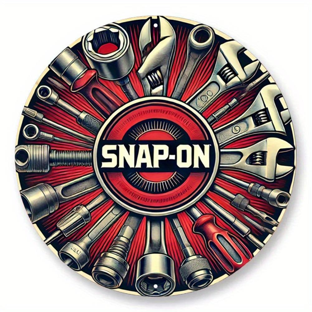 pc x D Flat Vintage Snapon Tools Metal Sign Aluminum Round Poster Industrial Bold Imagery for Bar Mechanic Shop