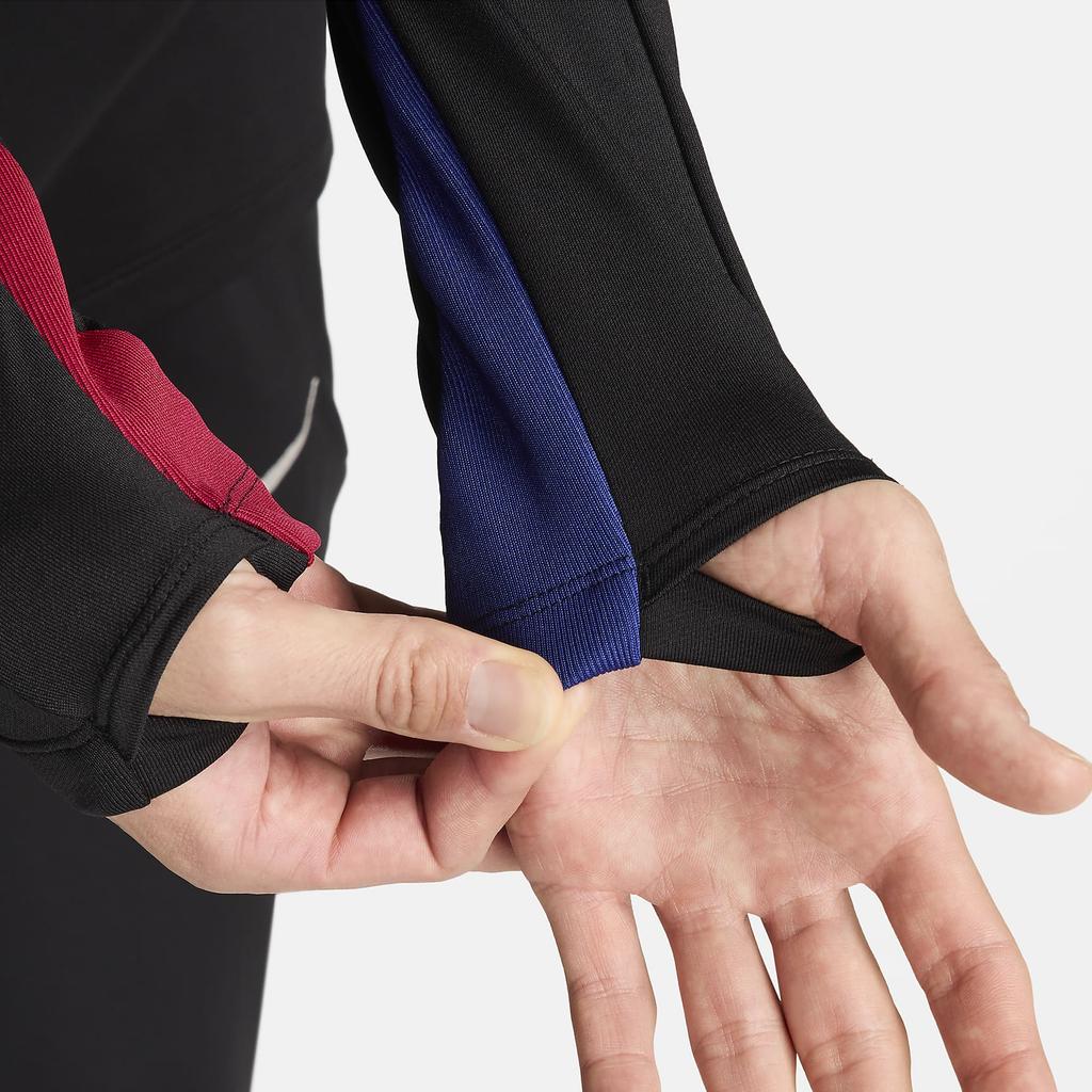 Nike Футболка FC Barcelona с принтом в виде букв, удобная, дышащая, с длинным рукавом, мужская, черная FN9834-011