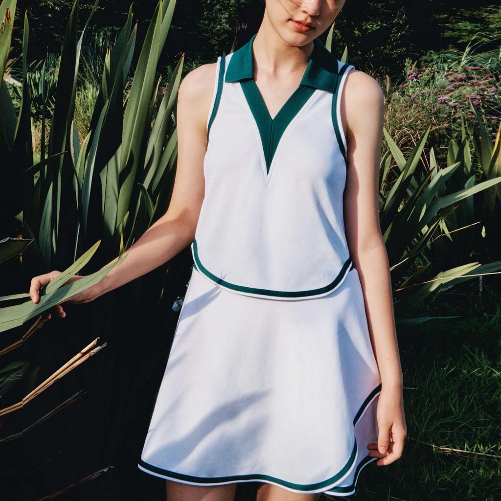 Adidas Originals X Notitle Collaboration FW23 Цветные блоки V-образный вырез без рукавов платье женские платья белые IN1095