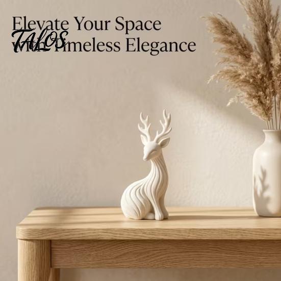 Cute Animal Desk Accessories 3D Printed Reindeer Figurine for Christmas Home Decor, Elegant Sitting Elk Statue with Fine Personalized Holiday Presents