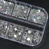 12 сеток/корпус, 3D стразы для ногтей AB, прозрачные хрустальные стразы для ногтей, подвески для ногтей с плоской задней частью, драгоценные камни, хлопья, алмазные украшения для маникюра, дизайн ногтей «сделай сам»