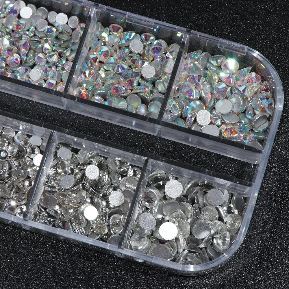 12 сеток/корпус, 3D стразы для ногтей AB, прозрачные хрустальные стразы для ногтей, подвески для ногтей с плоской задней частью, драгоценные камни, хлопья, алмазные украшения для маникюра, дизайн ногтей «сделай сам»