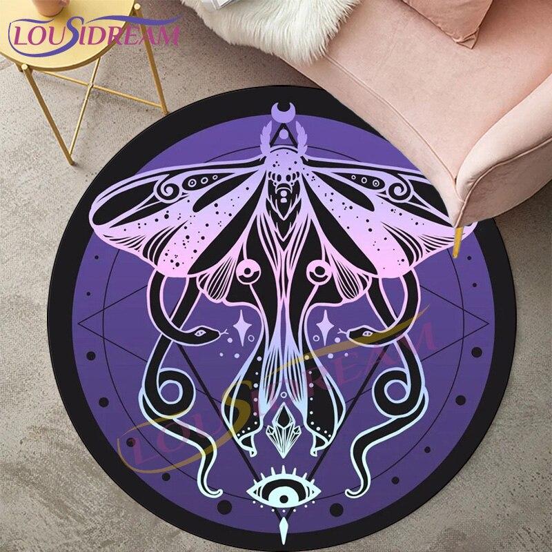 Ковры Death Moth для гостиной, ковер, готический череп, круглый ковер, напольный коврик, ковер с бабочкой, луной и звездой, коврик для двери