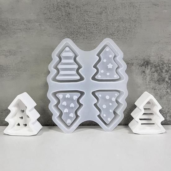 Christmas Tree Light Silicone Mold Handmade Xmas Tree Lamp Ornament Mold 4 Cavities Tree Crafts Epoxy Resin Gypsum Cement Casting Mold