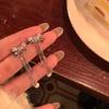 S925 Silver Bow Tassel Earrings with Micro-Inlaid Diamonds - Luxury Niche Design for Women