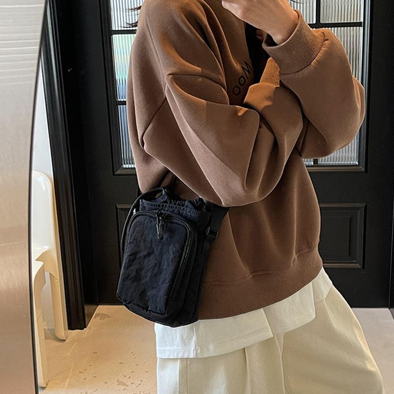 Mini Canvas Bag Women's Simple Casual Lightweight Mobile Phone Small Square Bag Drawstring Bundle One Shoulder Crossbody Bag KTB