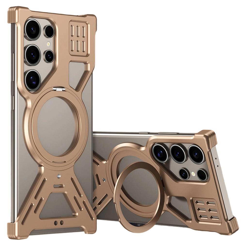 For Samsung Galaxy S24 Ultra Magnetic Bumper Case Rotating Kickstand Metal Phone Cover