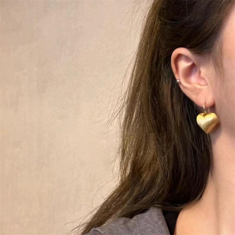 ANENJERY Серьги-кольца в форме сердца из матового стекла для женщин, нишевый дизайн, сладкий темперамент, украшения для вечеринок, подарки, свадьба