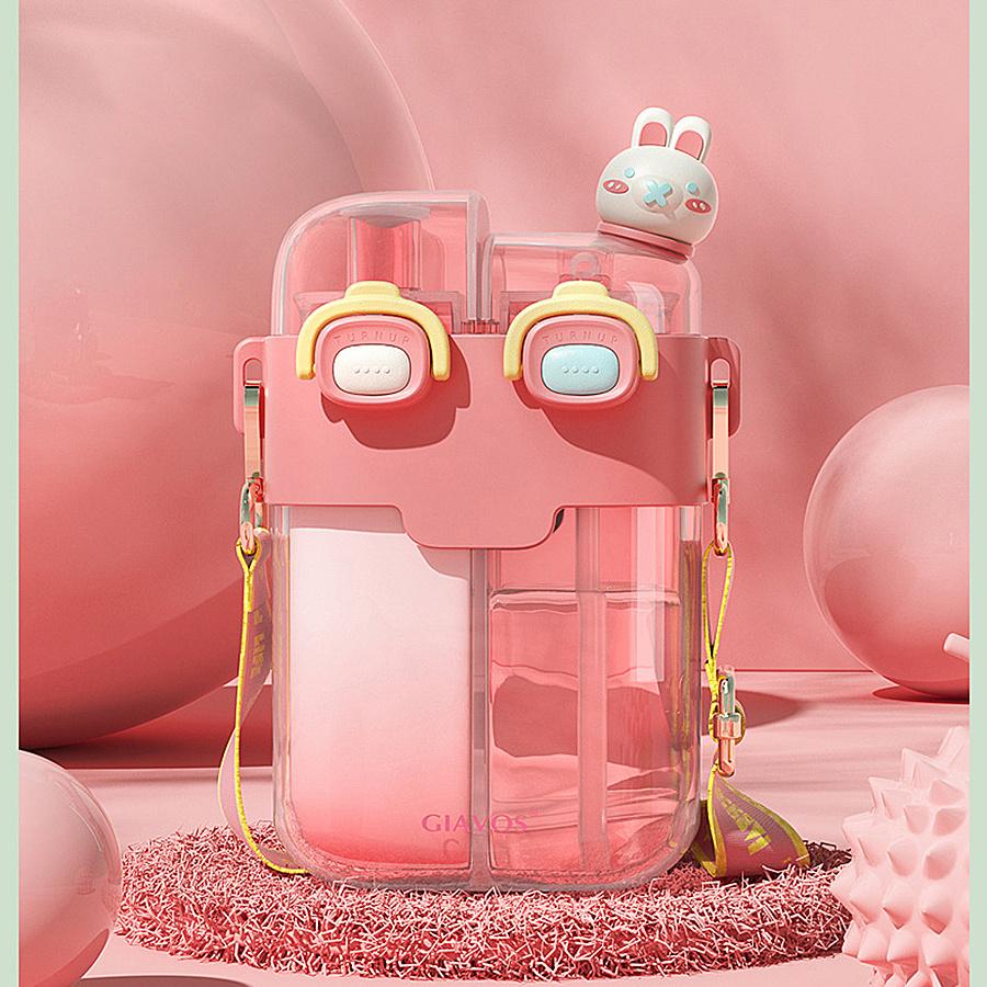 1 шт. 17,92/26,37 унц. Портативная герметичная бутылка для воды с двумя отсеками, соломинкой и ремешком для школы, спорта и путешествий - Оставайтесь гидратированными в дороге!