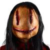 Bloody Horror Scary Smile Mask Long Hair Halloween Horror Masquerade Mask Role Play Trick Costume Props