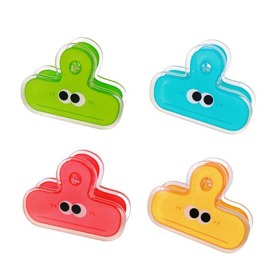 Симпатичные акриловые зажимы для пакетов с большими глазами, многоразовые зажимы для пакетов с закусками, прочные пластиковые зажимы для организации бумаги и документов в офисе, школе и дома.