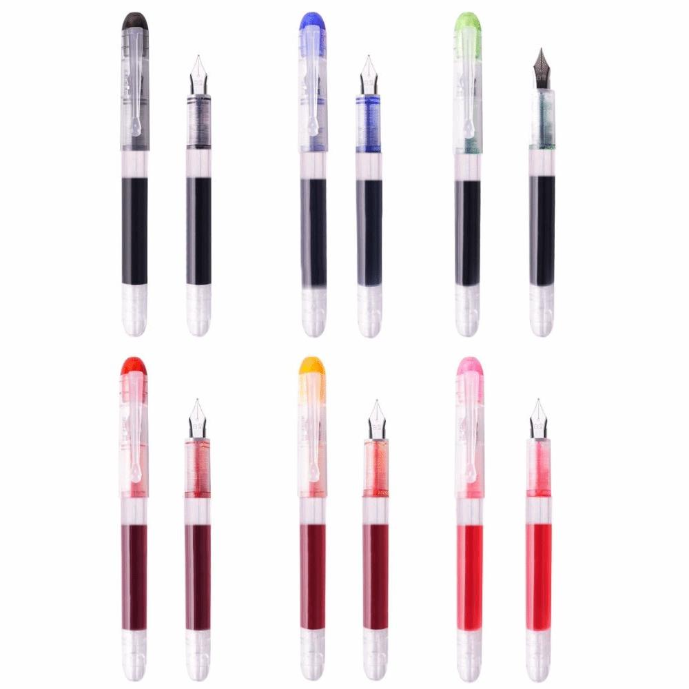 6pcs Fine Nib 0.5mm Fountain Pens Color Ink Student Stationery Set Gel Pen Set Office School