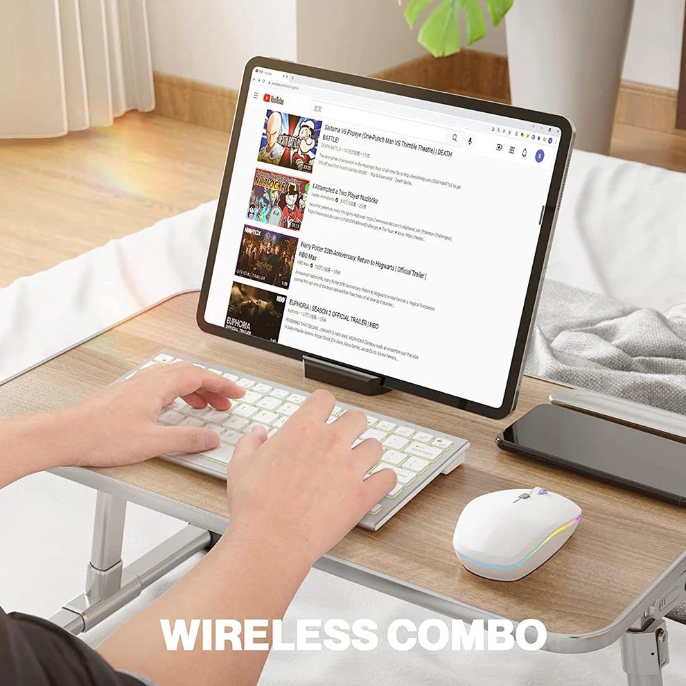 Bluetooth-клавиатура и мышь с подсветкой для iOS, iPad, iPhone, перезаряжаемая беспроводная клавиатура и мышь для нескольких устройств для iPad Pro