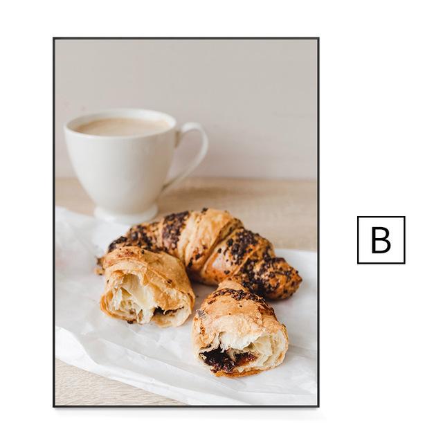 Скандинавский завтрак, еда, постер, кофе, пшеничный хлеб, черника, вафли, холст, картина, модульные настенные художественные фотографии, украшение для кухни