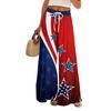 Women Summer Boho Palazzo Pants High Waist Wide Leg Independence Printing Casual Trousers With Pockets