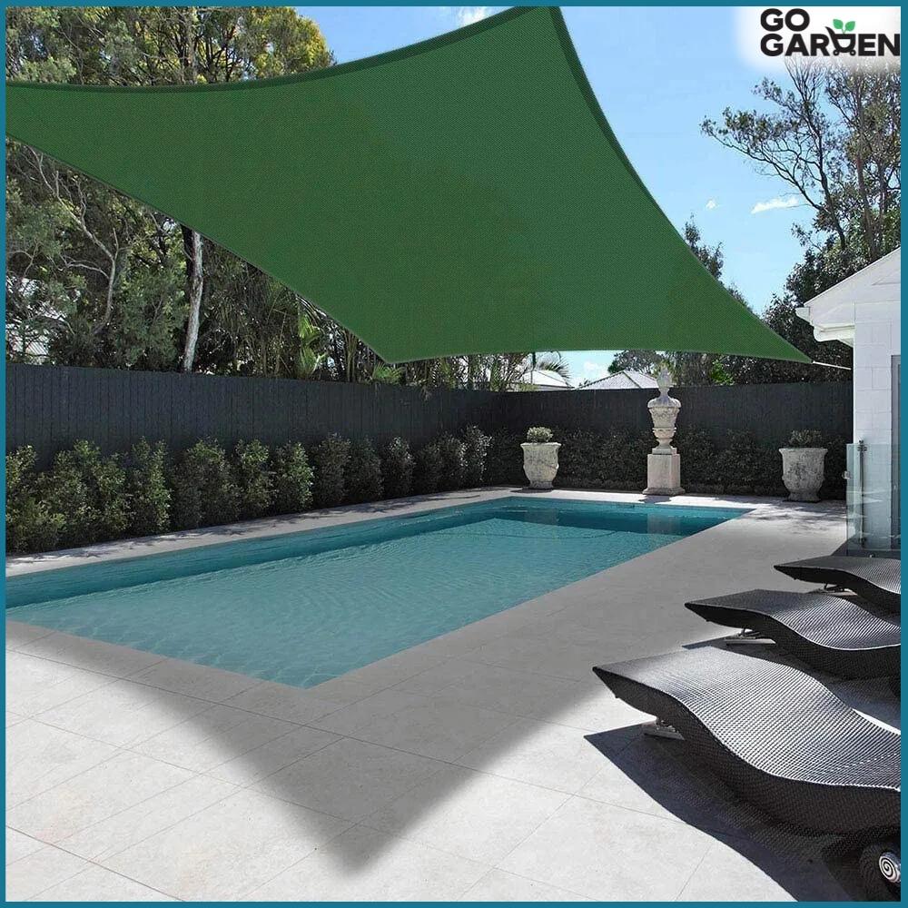 Sunshade sail awning curtain waterproof UV canopy green 4x5 m