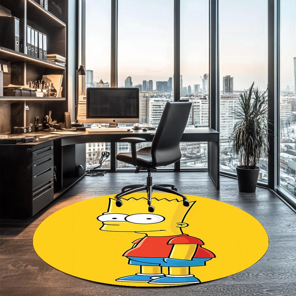 The Simpsons Printed Round Rug Carpet Chair Rug Area Rug Entryway Doormats,for Office Chair Living Room Bedroom Kitchen Room.