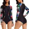 Гоночный купальник европейский и американский новый модный принт с принтом мяса, консервативный и тонкий солнцезащитный костюм с молнией и длинным рукавом для серфинга, женский купальник