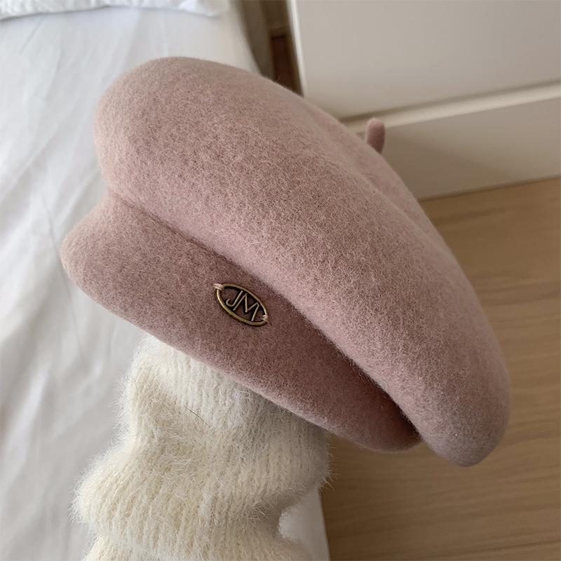 Xiaoxiangfeng white beret female autumn and winter show a small face new temperament wool painter bud hat