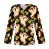 Women's Casual Fashion Sexy Comfort Halloween Printed V-Neck Button Long Sleeve