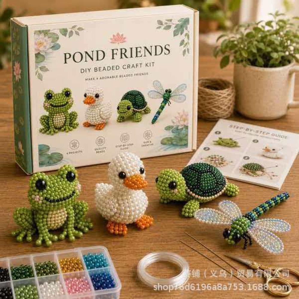 Petite 3D Beaded Animal Craft Kit, DIY Educational Toy Set with 28 Designs, Colorful Beads, Creative Gift for Kids and Adults