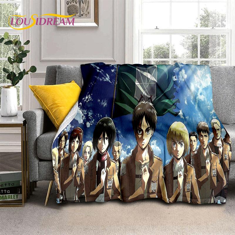 2025 Attack On Titan Eren Anime Cartoon Soft Blankets,Throw Blanket Comfortable Blanket for Picnic Beds Sofa Home Kids Gifts