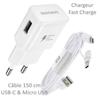 Chargeur - SAMSUNG - EP-TA20EBE - 2A - Câble Long 1,50m - Compatible Galaxy A80 A70 A50 A20e A40 A9 A8 A7 A5