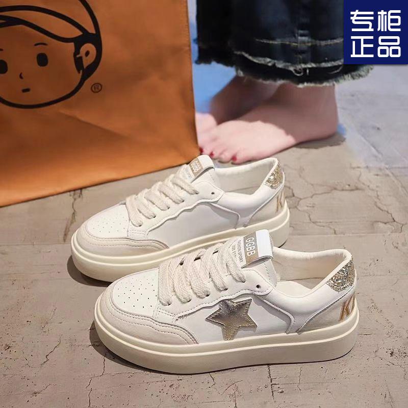 Весна и лето 2024 года, новые универсальные дышащие женские кроссовки на толстой подошве, популярные белые туфли, зарубежные повседневные спортивные кроссовки