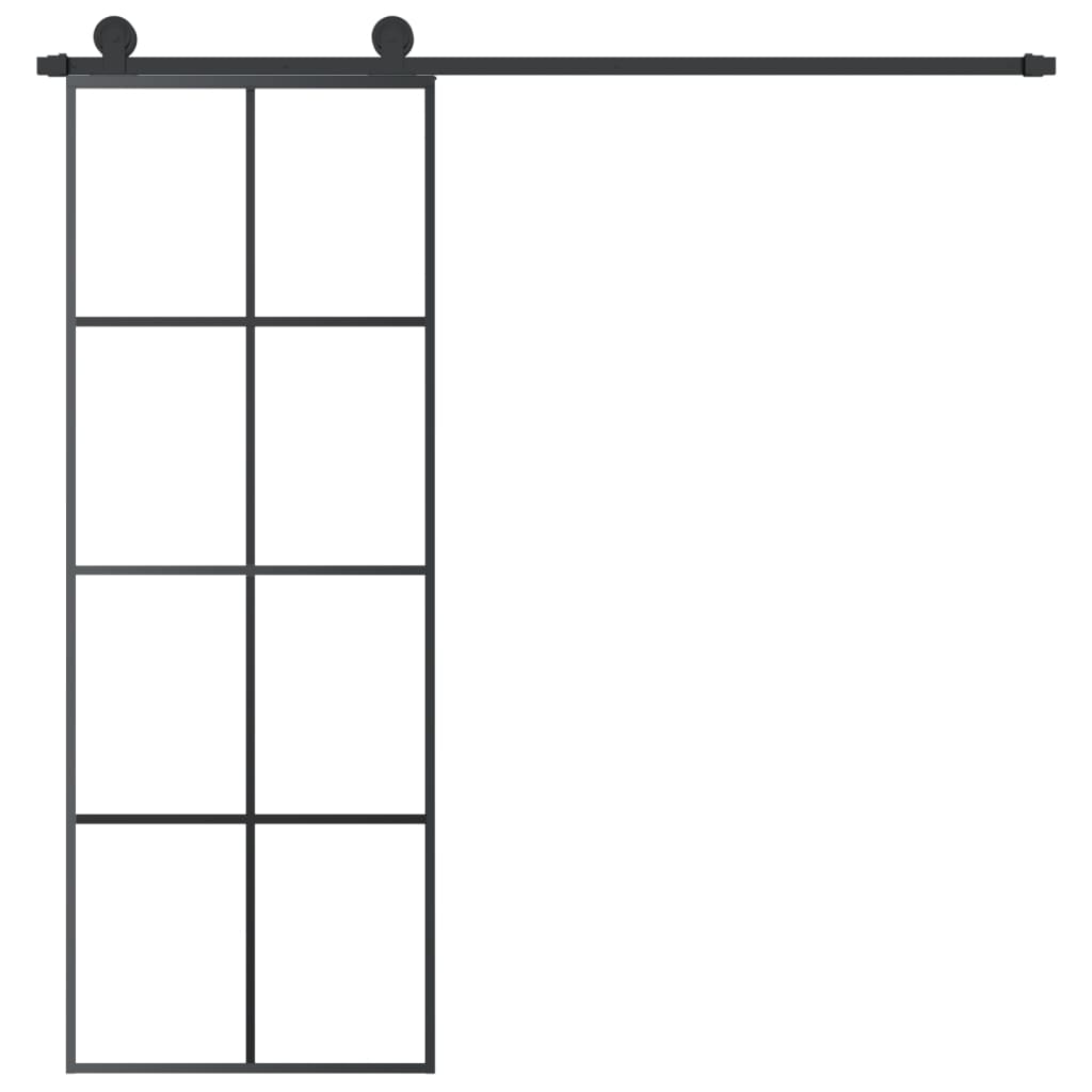 Sliding Door with Fittings 76 x 205 cm Tempered Glass & Aluminum