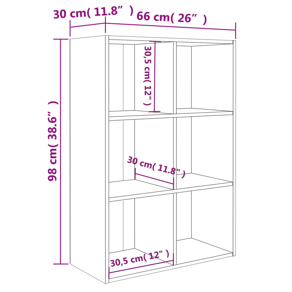 Bookshelf Sideboard White 66 x 30 x 98 cm Engineered Wood