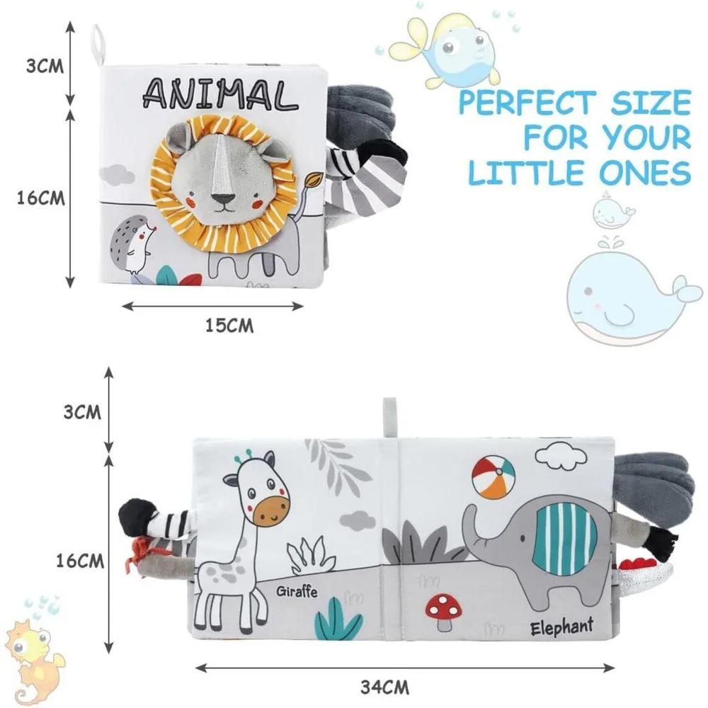 Детская тканевая книга игрушки животные мягкие обучающие развивающие игрушки для развития младенцев Монтессори сенсорные книги детские игрушки 0 12 месяцев