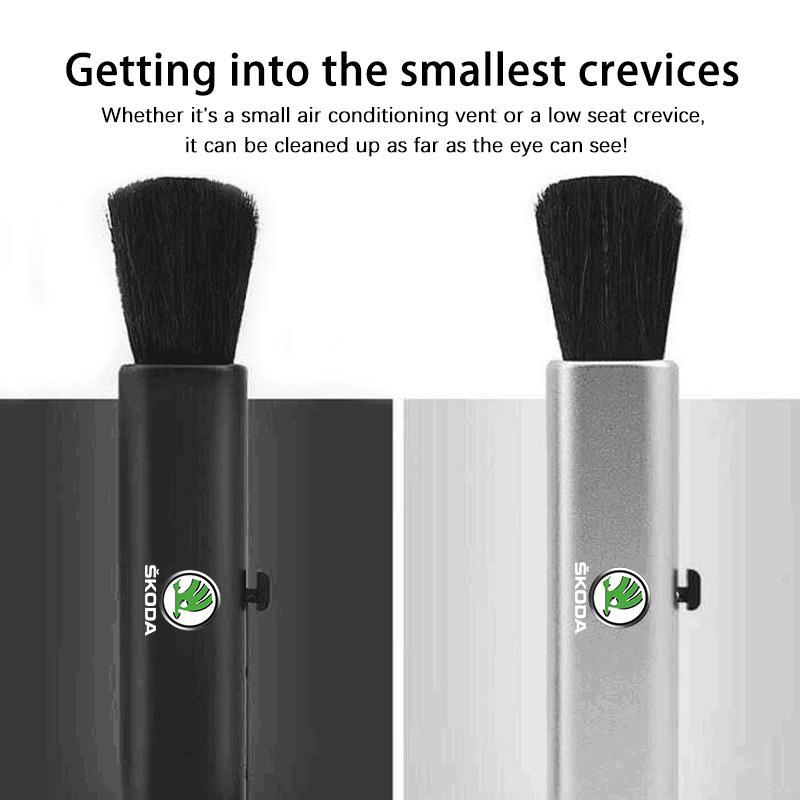 For Skoda Car Interior Soft Bristle Crevice Dusting Cleaning Tool Fabia 1 2 Octavia a7 RS Superb Rapid Yeti Karoq Vision