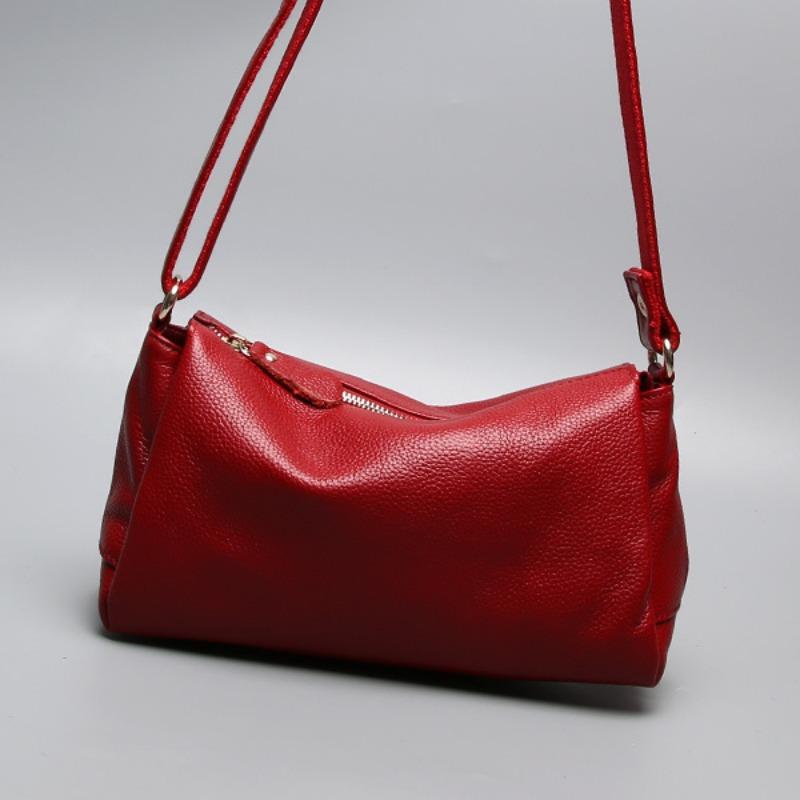 Women's One-shoulder Oblique Small Bag Women's Simple Top Layer Cowhide Soft Leather Bag
