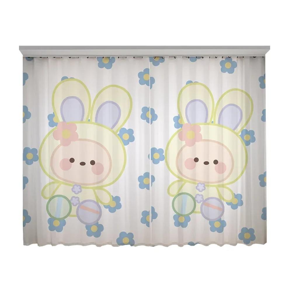 Мультяшный забавный кролик медведь милый Ins розовый девочка детская комната спальня детский сад полузатемняющие жалюзи занавеска высокое затенение 2панели