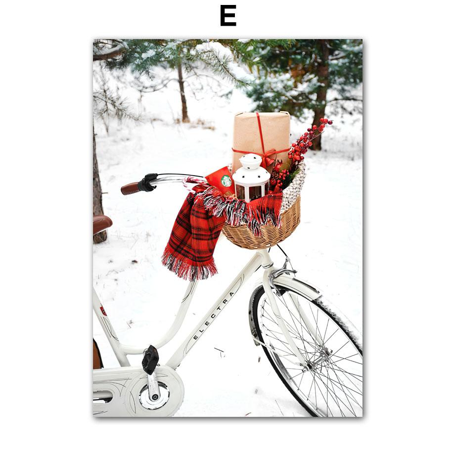 Настенная картина на холсте, Рождественская елка, красный дом, карета Санта-Клауса, олень, украшение для гостиной, постеры и принты, настенные панно