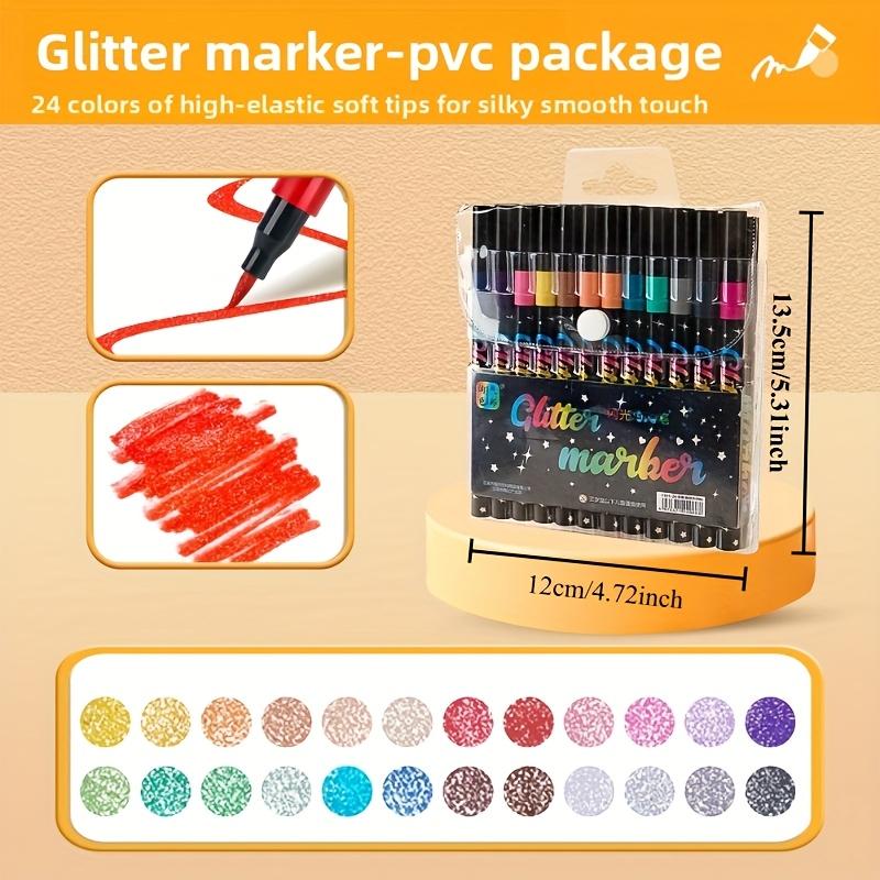 48 цветных маркеров с блестками - Неоновое свечение, флуоресцентные ручки с блестками с блестящими наконечниками, чернила на масляной основе, средний наконечник
