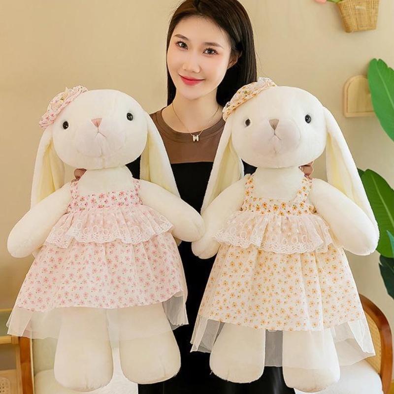 Floral Print Princess Bunny Plush Toy Perfect Birthday Gift For Adults
