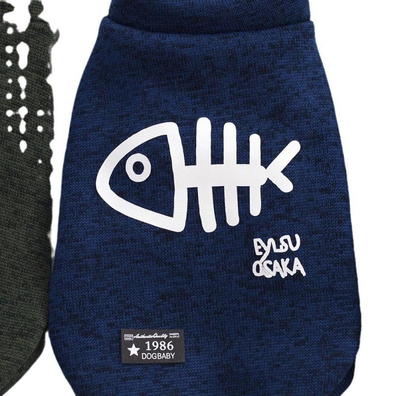 Pet Winter Coat Small Dogs Cats Cotton Hoodie Sweater Warm Outfit In Blue Gray Olive Green S-XXL