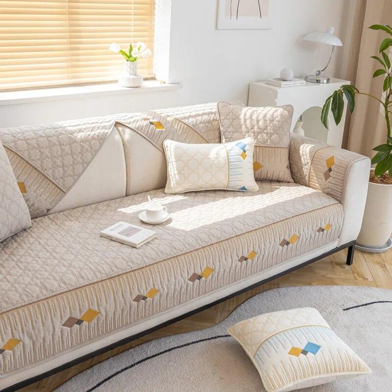 Cotton Color Style Sofa Cushion Modern Simple Four Seasons Universal Washed Non-Slip Sofa Cushion Towel