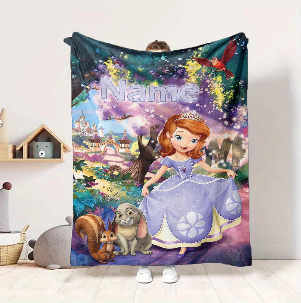 Custom Name Princess Adventure Flannel Blanket Throw Blanket Soft Warm Sofa Bed Decor Unique Gift