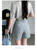2026 Summer Korean Style Women's A-Line Cargo Shorts with Belt