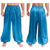 Мужские штаны для танца живота S-XXL Свободные атласные шаровары Эластичный пояс для сценического выступления тематической вечеринки