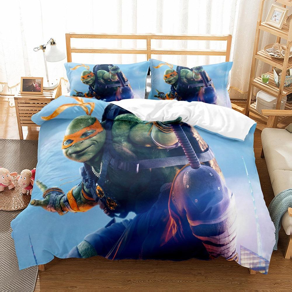Exquisite 3D Printing Cartoon Turtles  Wallpaper Anime Digital Printing Bedding Set Duvet Cover Comforter Bed Girl Boys Gift