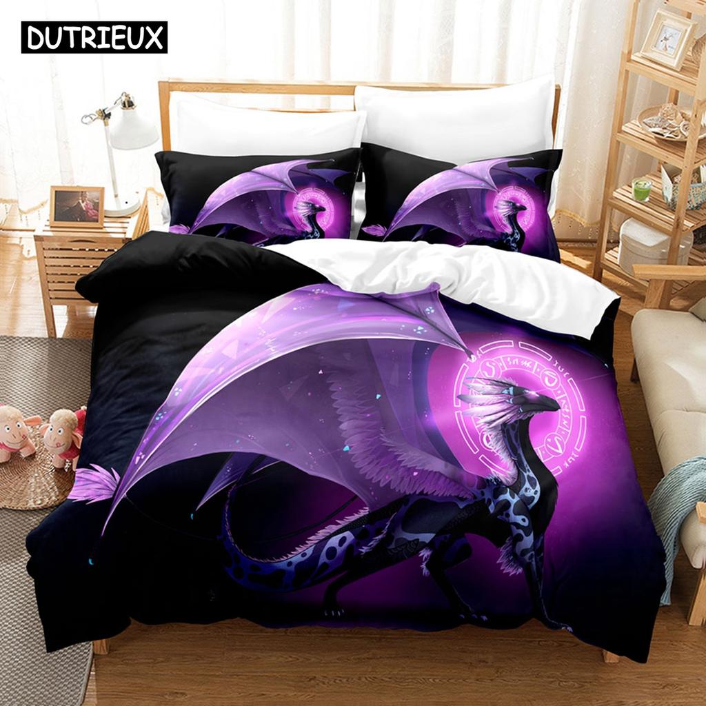Комплекты постельного белья с 3D-драконом, пододеяльник с наволочкой, двуспальная кровать, двуспальная кровать, постельное белье