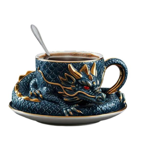 Кофейная кружка в форме дракона, сделанная вручную из смолы, коллекционная, мифическое существо в стиле дракона, декор для кухни