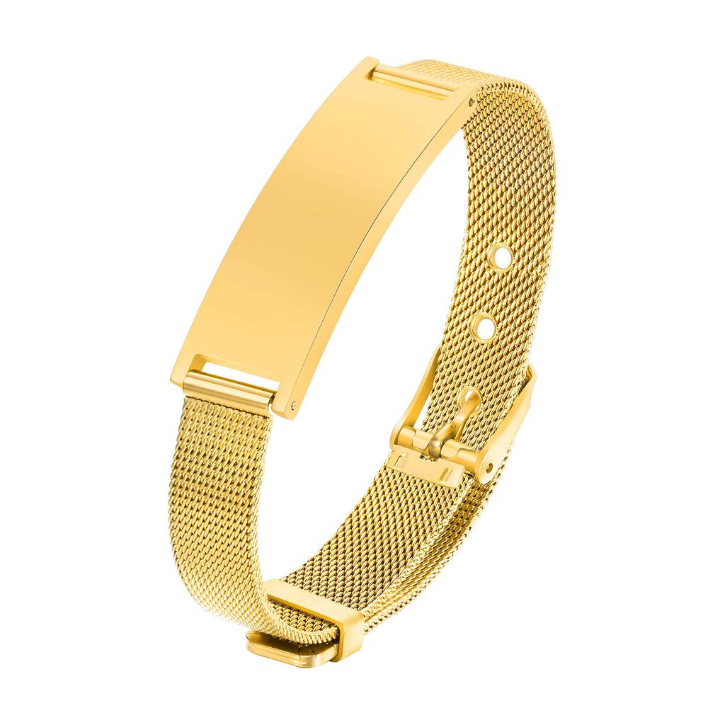 Персонализированный браслет с идентификатором для женщин и мужчин, регулируемая звеньевая цепь, миланский ремешок для часов из нержавеющей стали с золотым покрытием