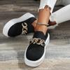 Metal Chain Women's Sneakers Knit Ladies Flats Shoe Breathable Platform Loafers High Quality Slip-on Mesh Casual Shoes for Women