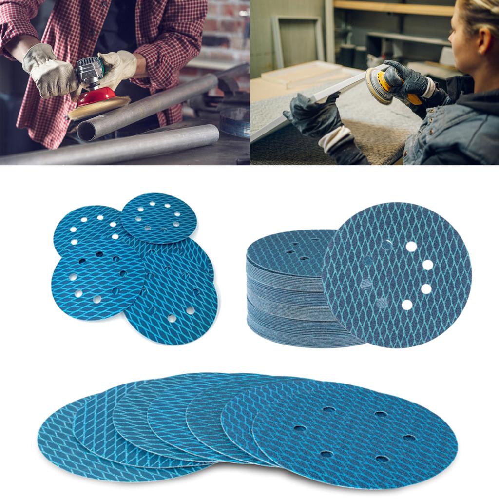 100Pcs/set Orbital Sander Dry Wet Velvet Sandpaper 5inch 8 Hole Sanding Disc Sand Paper Rhombus Sanding Disc Replacement