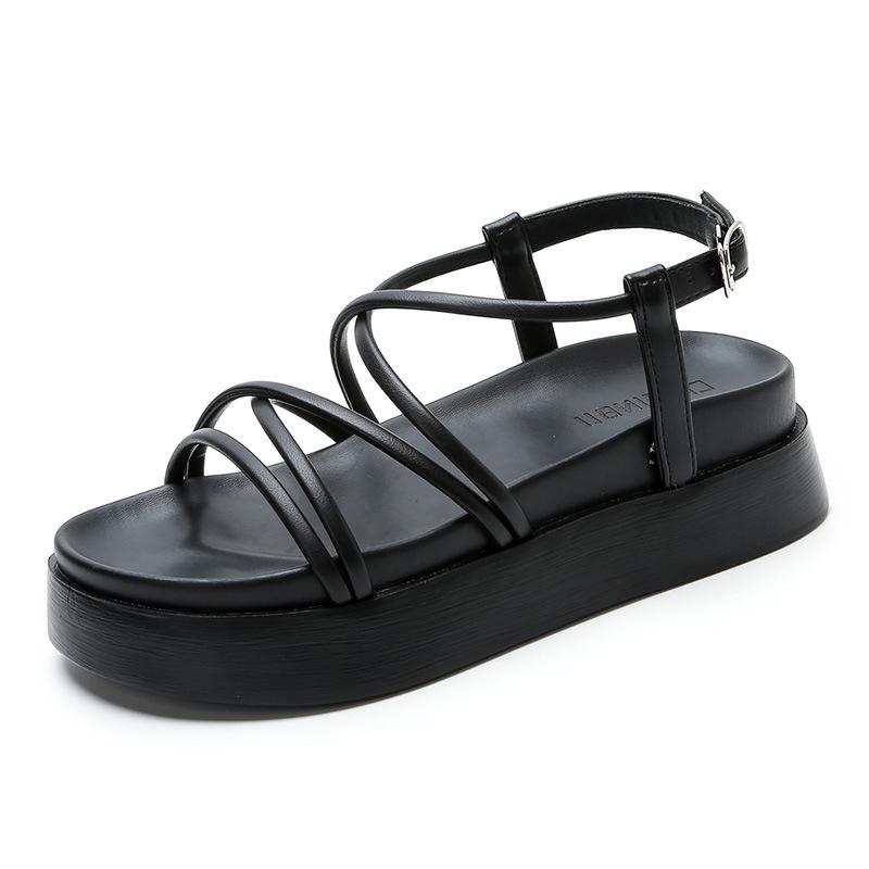 Сандалии на толстой подошве женские 2024 новые летние мягкие подошвы высокие повседневные римские сандалии маленькие женские туфли сандалии женские сандалии